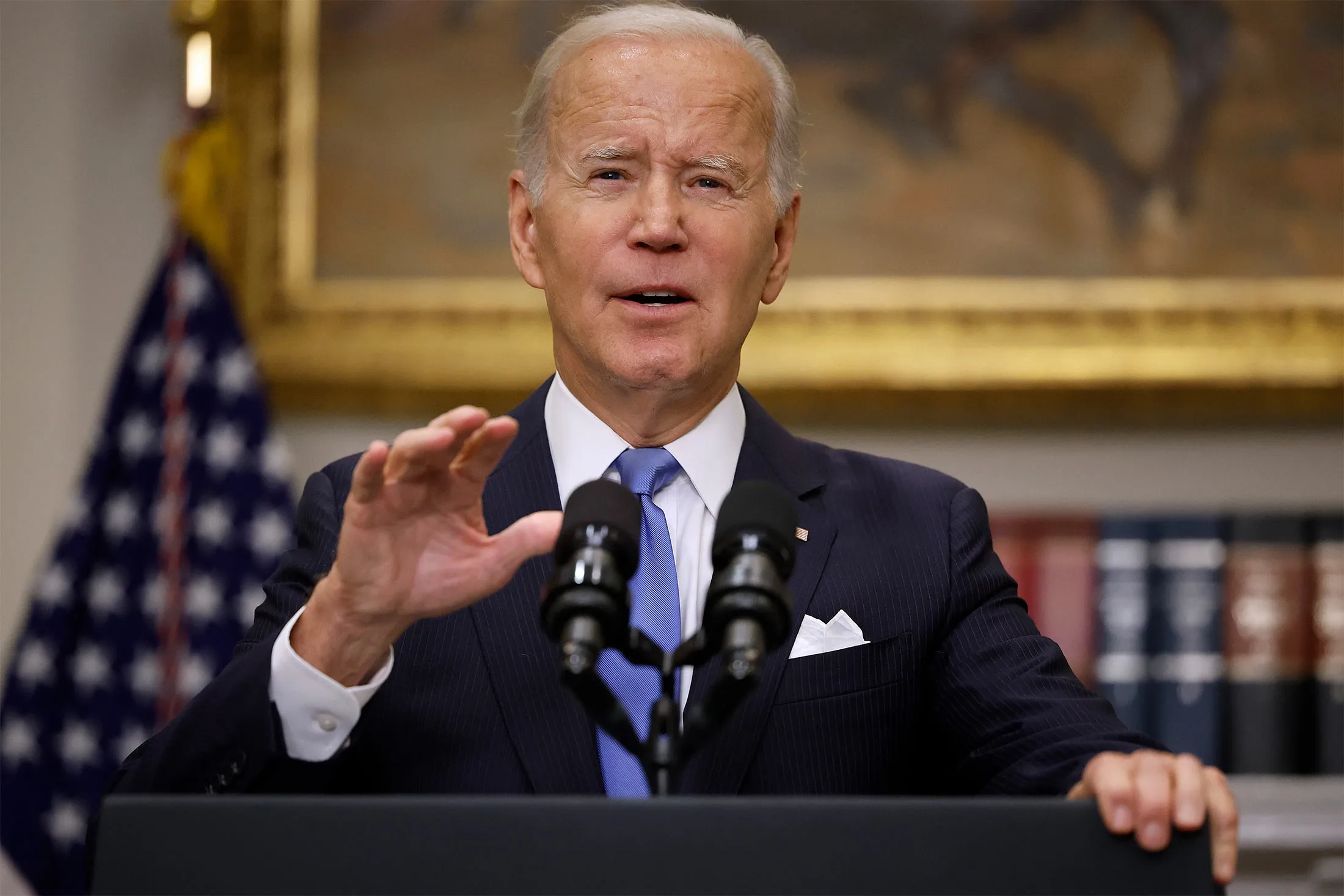Joe Biden speaks at the White House in Washington, on Sept. 30.