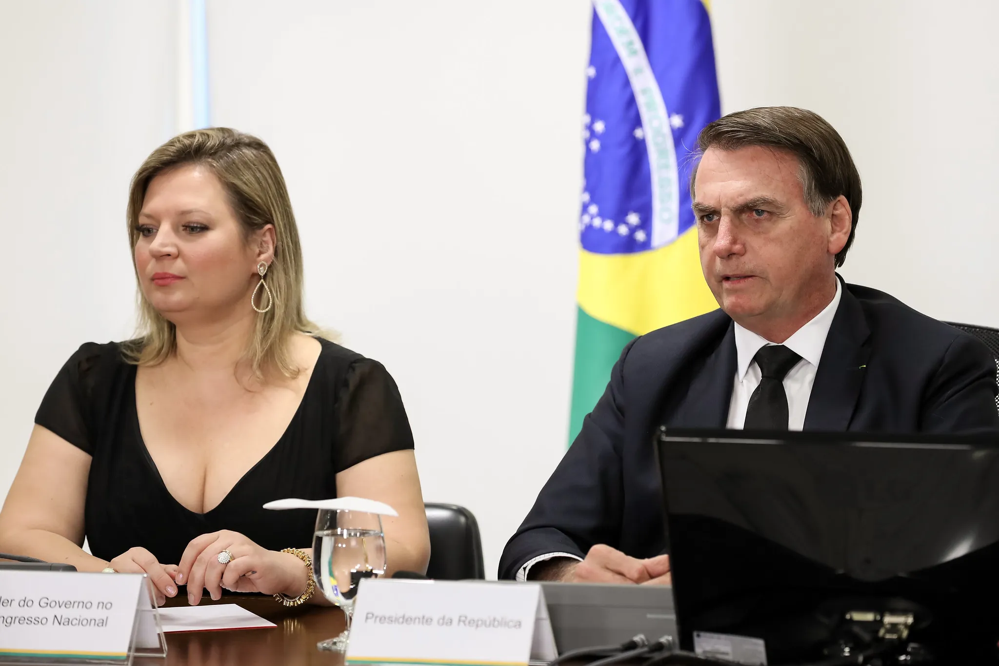 Joice Hasselmann, left, and Jair Bolsonaro.