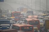 Traffic travelling along a highway amid heavy smog and pollution in New Delhi on Nov. 4.