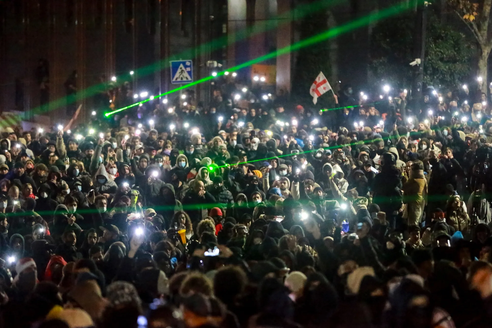 Protesters rally outside parliament in Tbilisi on Dec. 2.