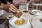 Pasta served at Piazza Duomo