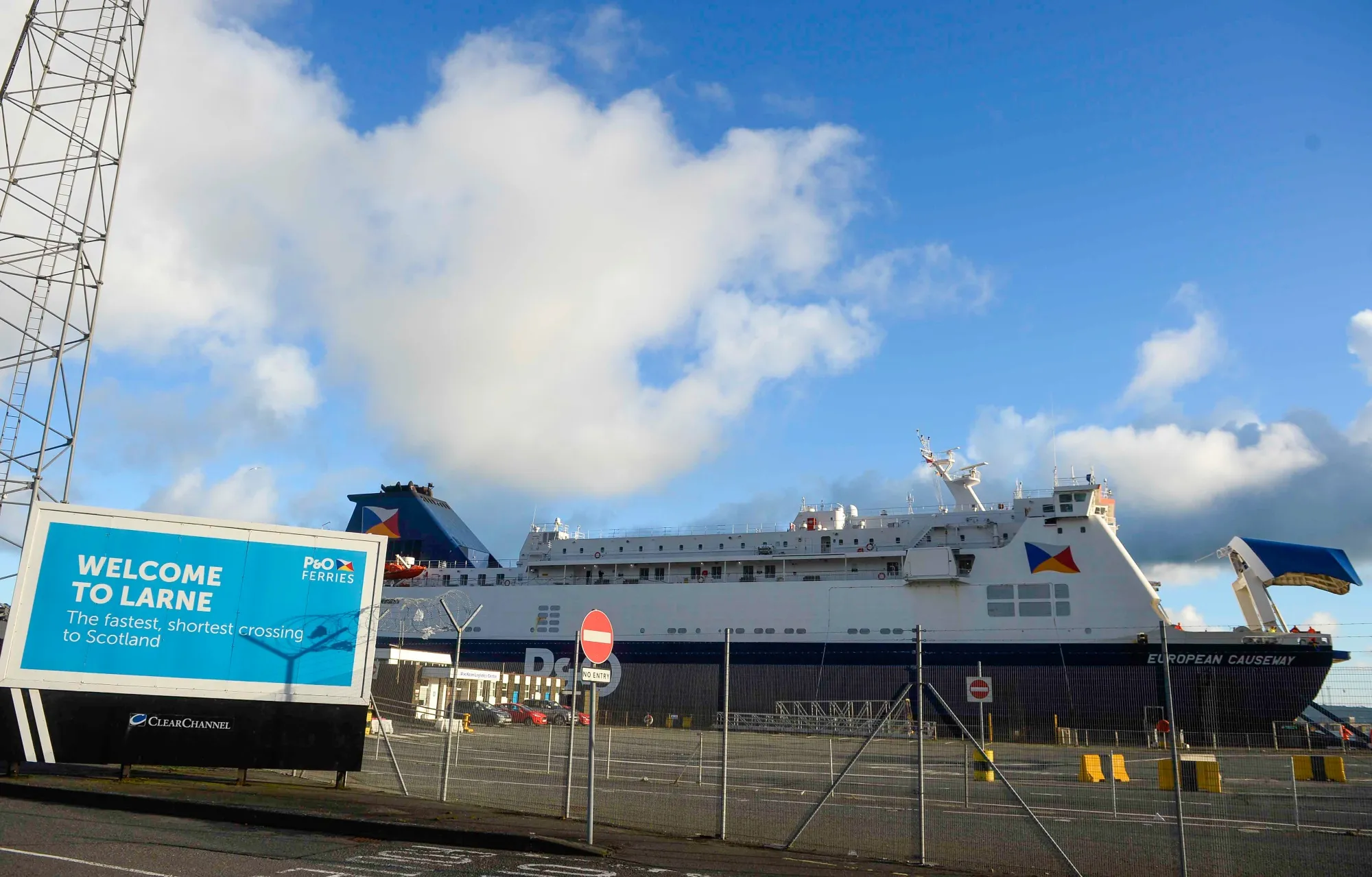 The European Causeway ferry, operated by P&O Ferries, at the Port of Larne in Larne, U.K., in Jan. 2021.