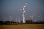 A wind turbine farm near Biegen, Germany.