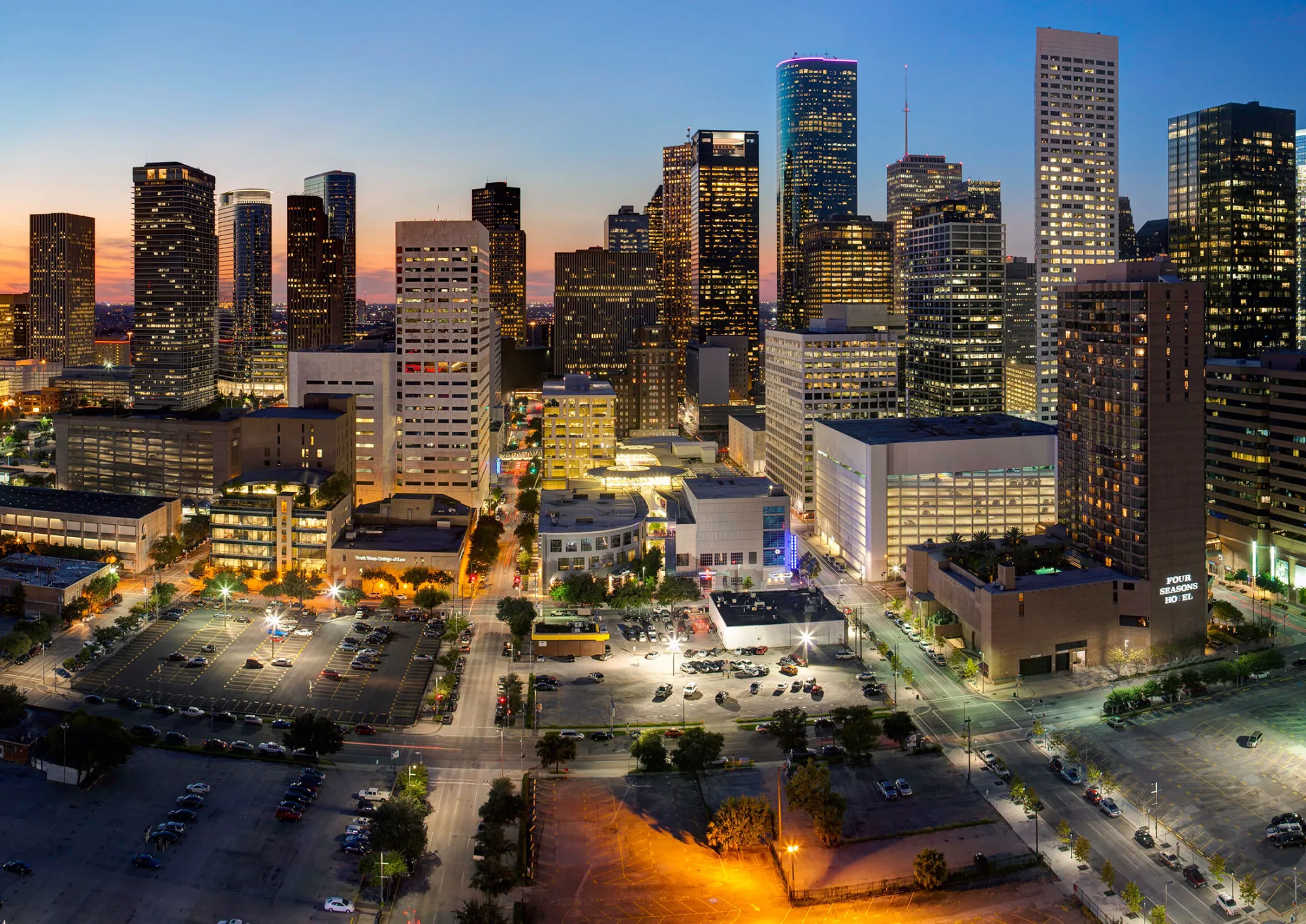 Houston at night.
