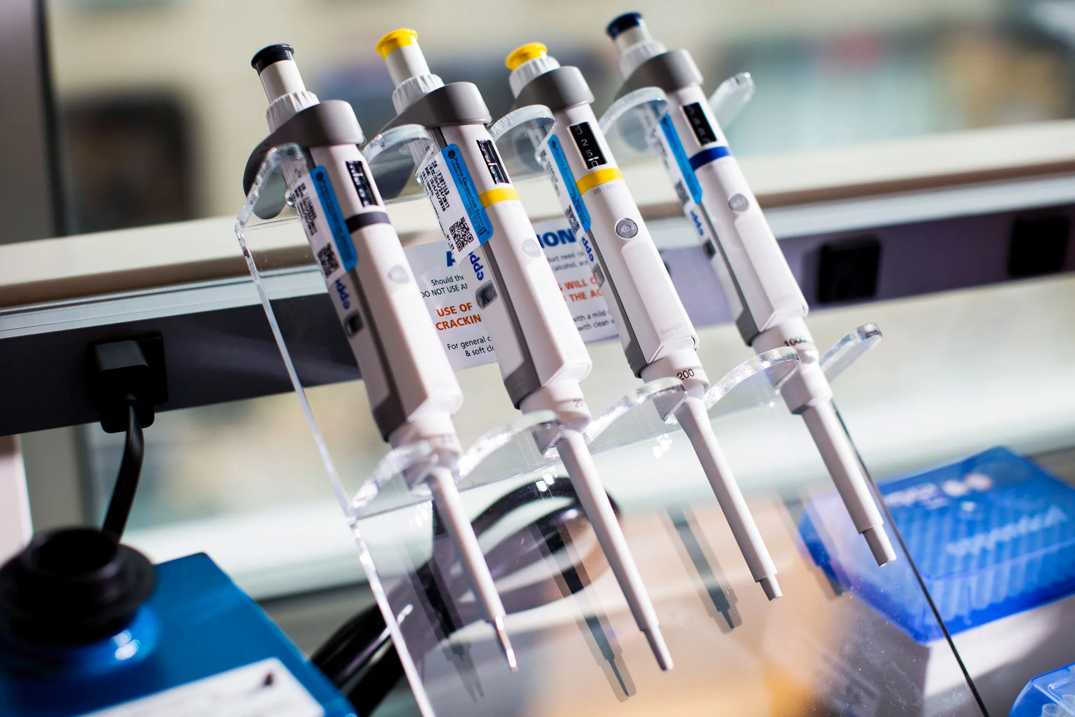 Pipettes at&nbsp;Moderna labs in Cambridge, Massachusetts on Tuesday, Nov. 14, 2017.&nbsp;