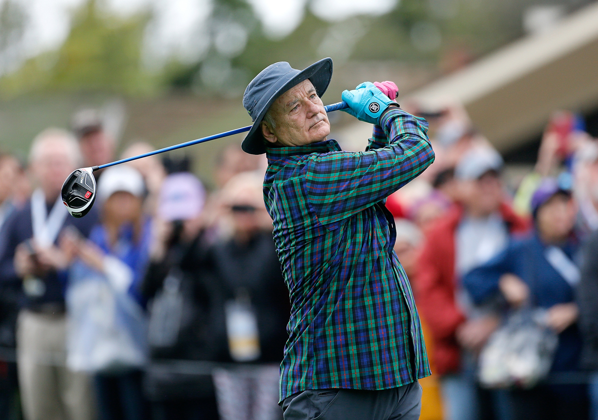 Bill Murray plays in the 3M Celebrity Challenge at Pebble Beach Golf on Feb. 8, 2017.
