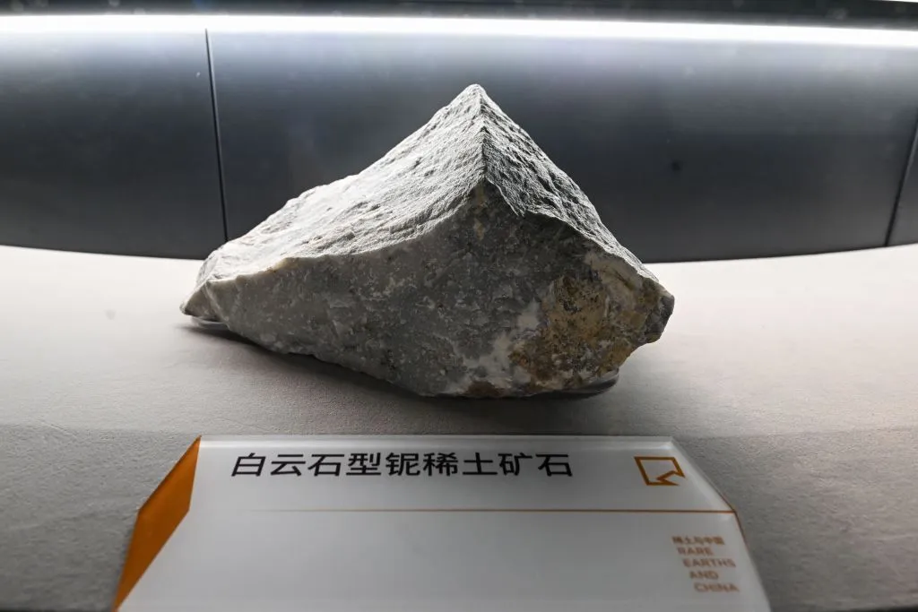 A piece of rare earth ore at a rare earth museum in Baotou, north China's Inner Mongolia Autonomous Region.&nbsp;