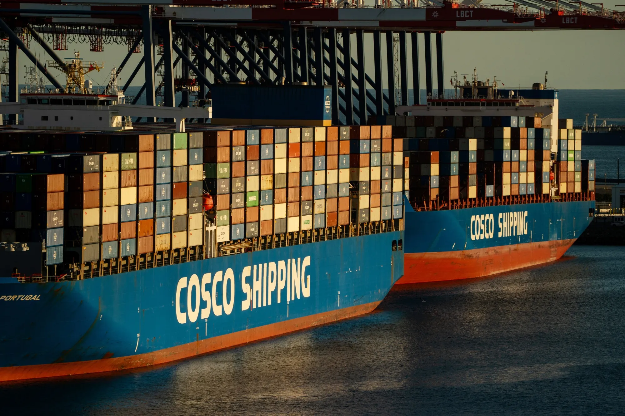 Container ships at the Port of Long Beach
