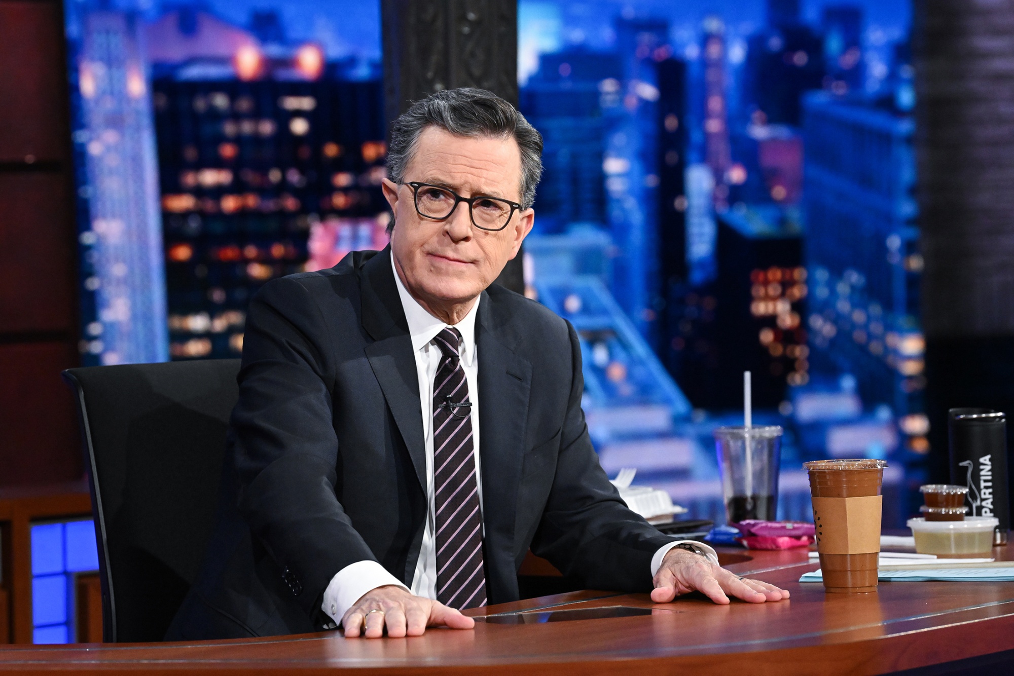 Stephen Colbert on the set of The Late Show With Stephen Colbert, on May 18.