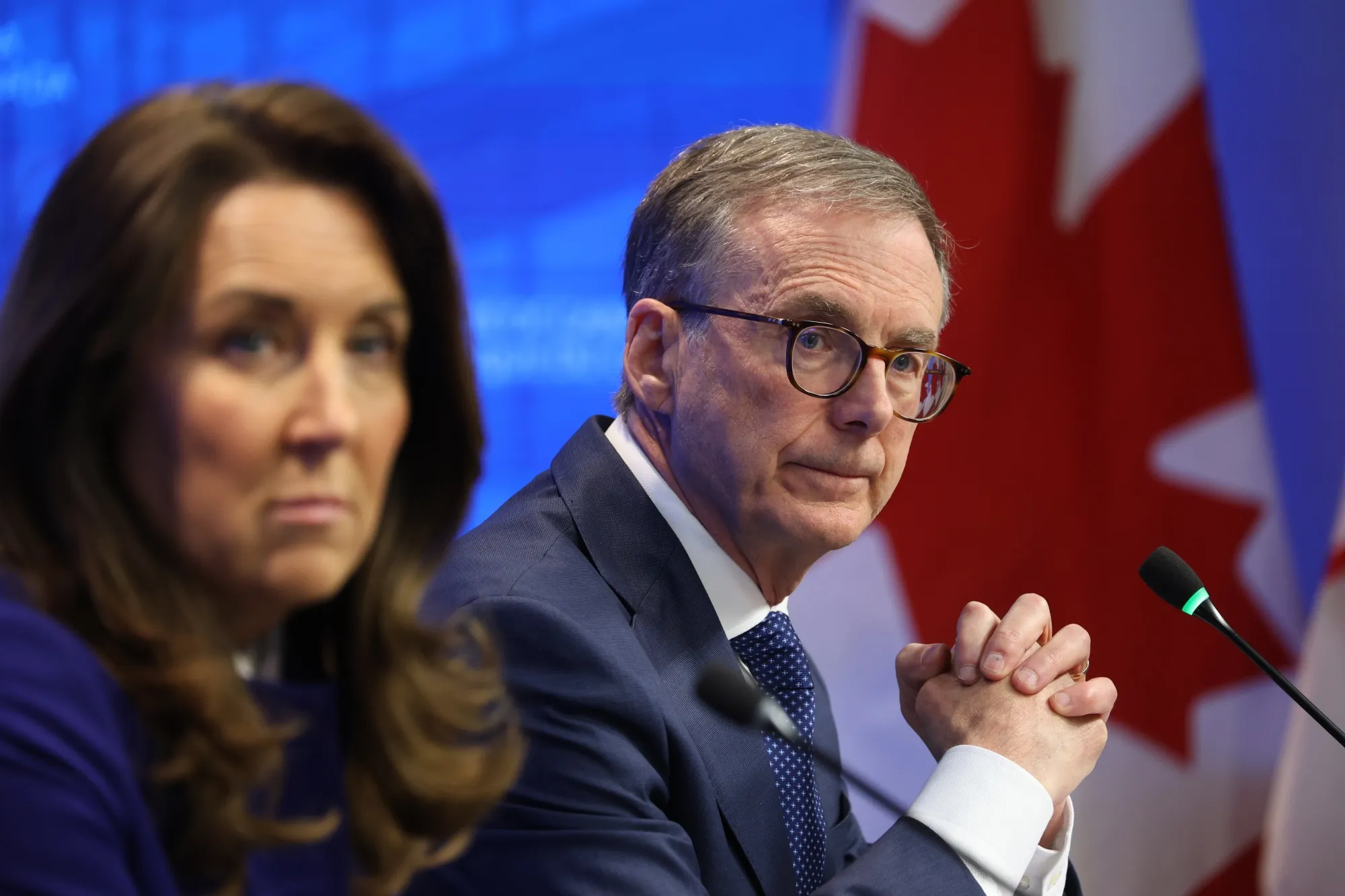 Tiff Macklem, governor of the Bank of Canada, right, and Carolyn Rogers, senior deputy governor of the Bank of Canada.