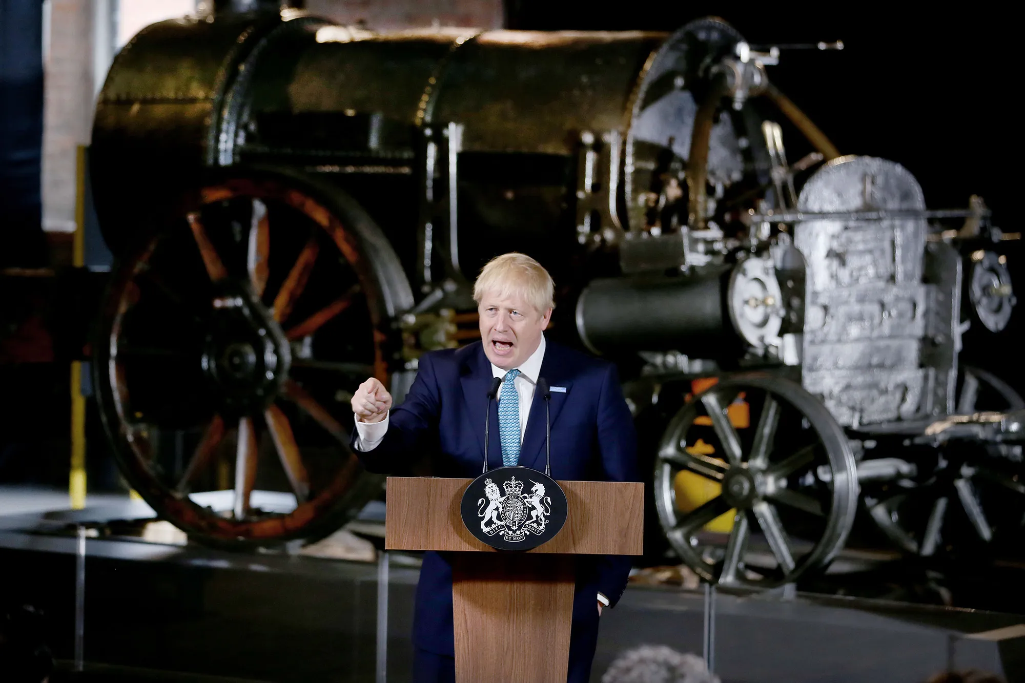 Boris Johnson&nbsp;at the Science and Industry Museum in Manchester on July 27.