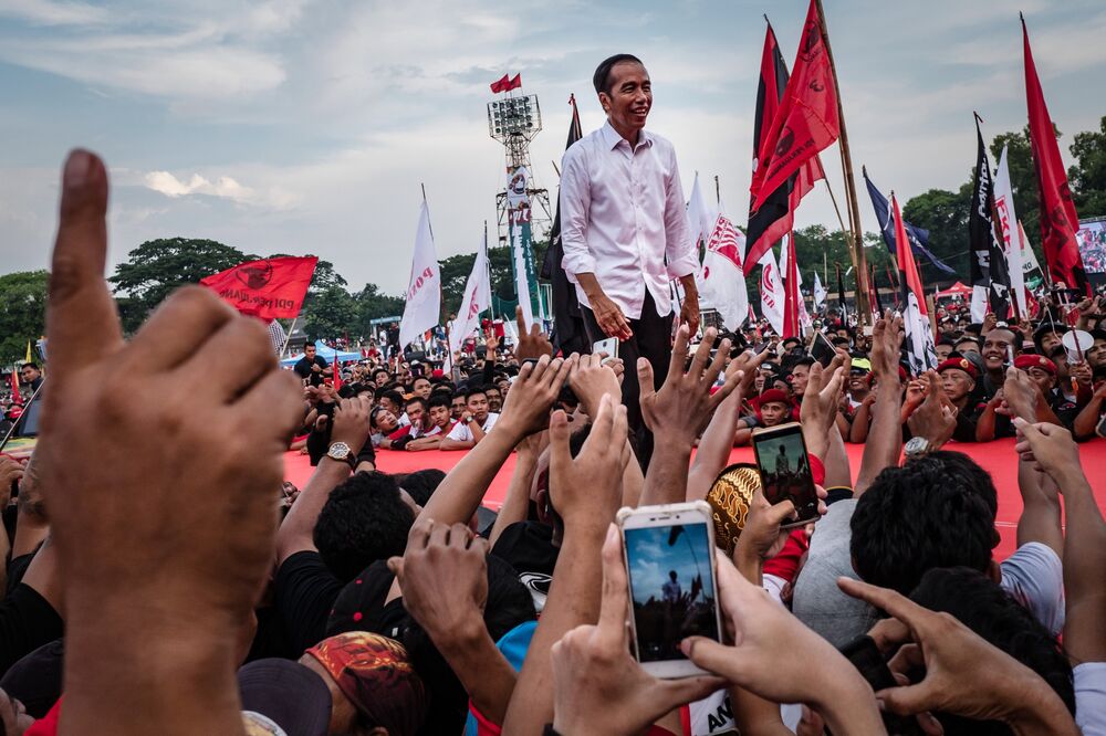 Joko Widodo at an election campaign rally in Solo, Indonesia, on April 9.
