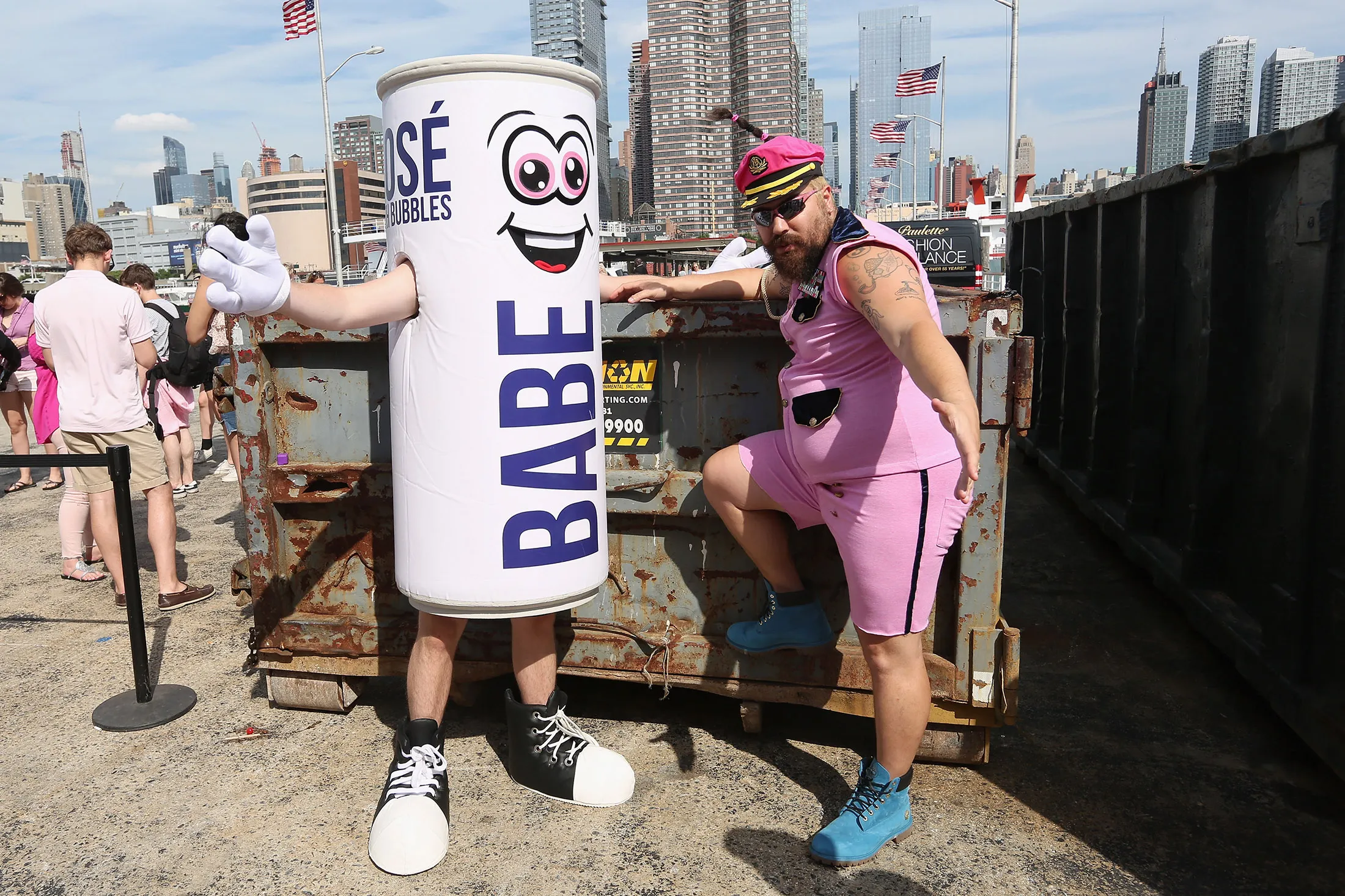 Josh Ostrovsky with the Babe mascot.