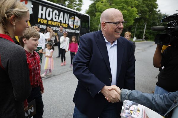 Maryland Senate Candidate Larry Hogan Votes On Primary Election Day