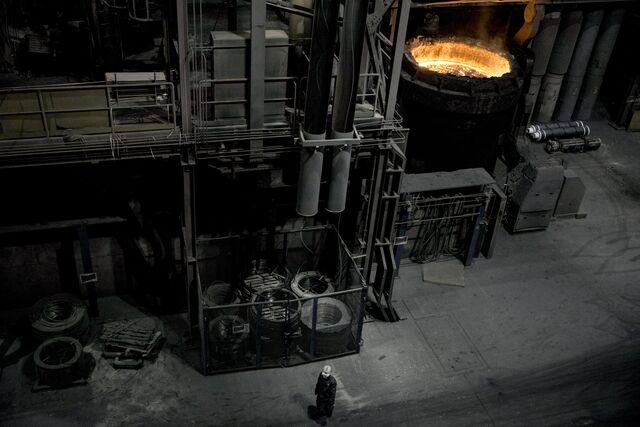Interpipe steel pipe and railway wheel company in Dnipro, Ukraine.