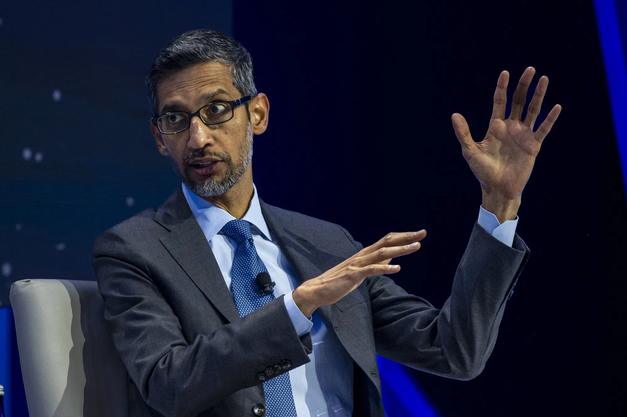 Sundar Pichai speaks during the APEC&nbsp;CEO Summit in San Francisco on Nov. 16.