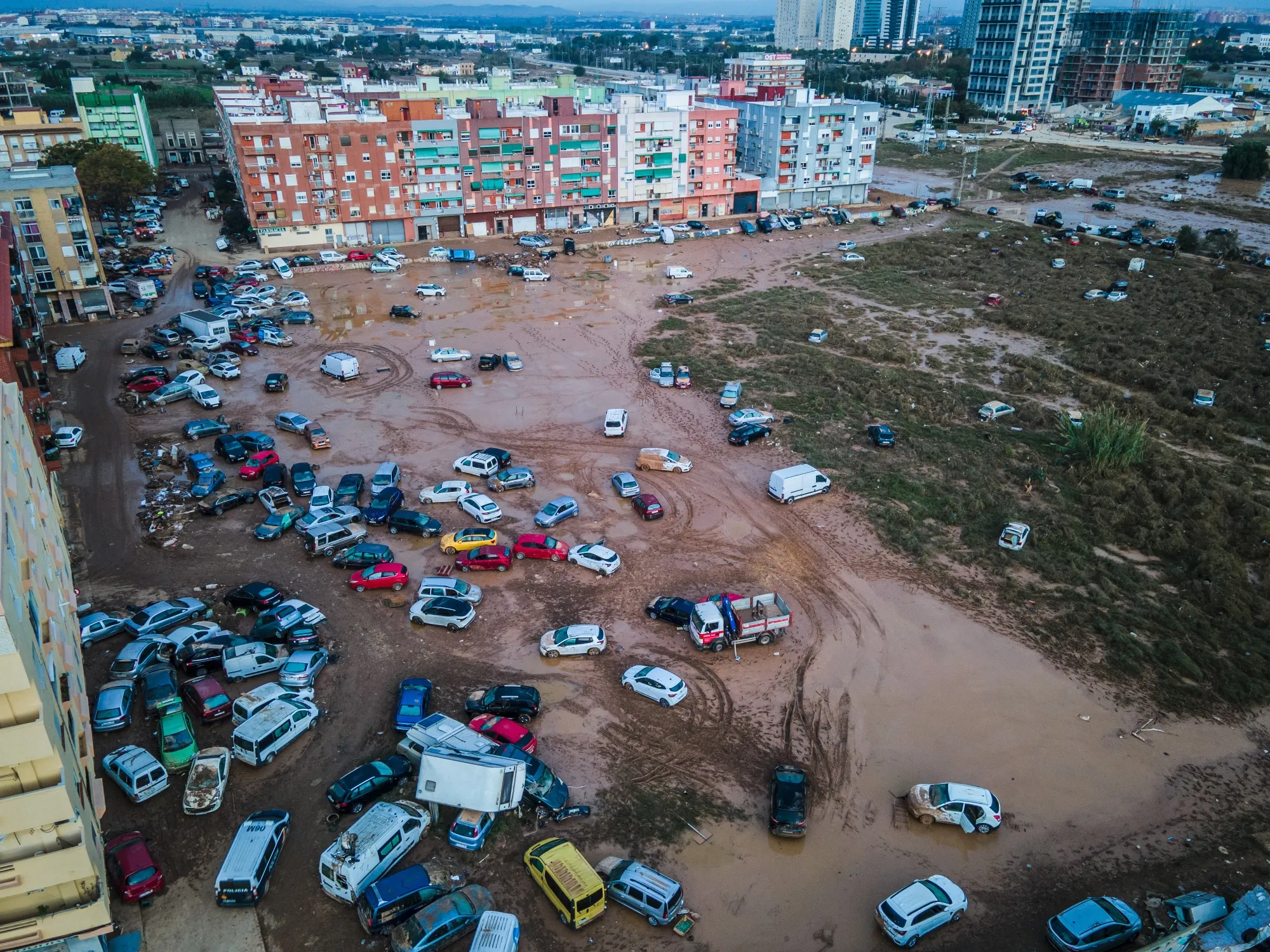 Swamped vehicles after&nbsp;flooding in Alfafar, Spain,&nbsp;in 2024.
