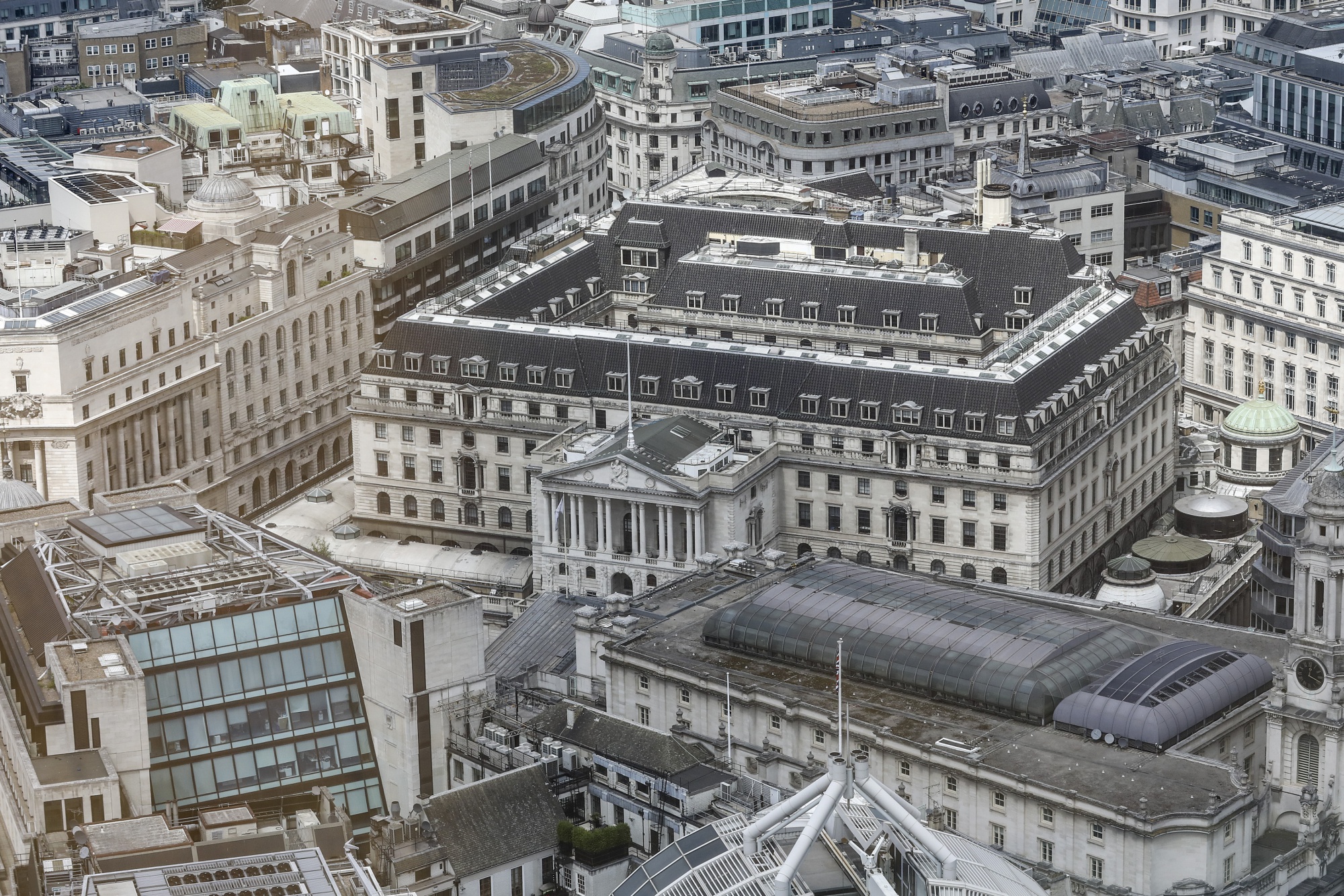 The Bank of England stands in the City of London.