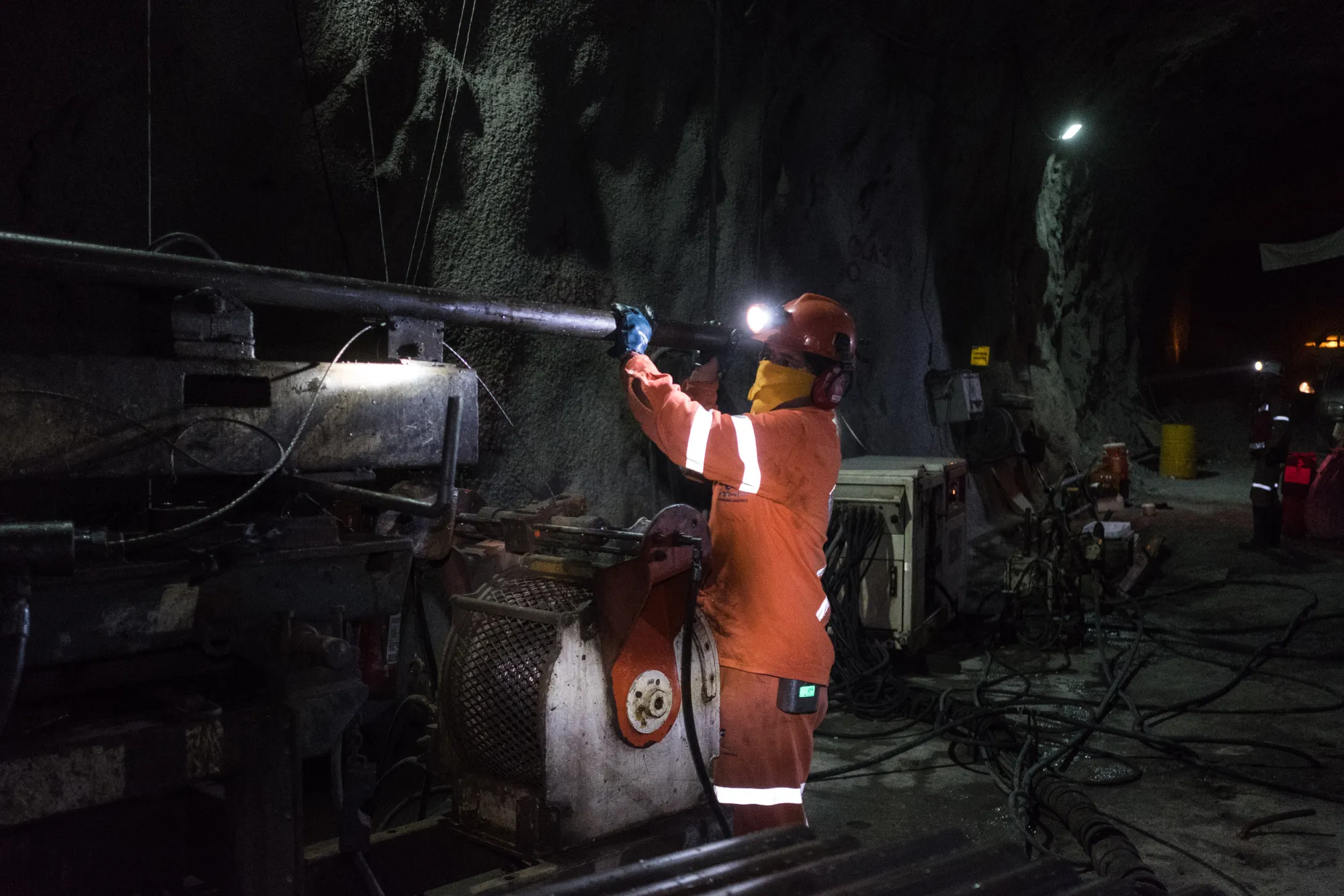 A miner extracts ore samples from a silver mine in, San Luis Potosi State, Mexico.&nbsp;
