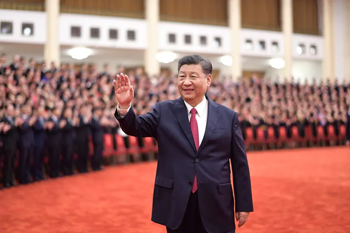 Xi Jinping at the Great Hall of the People in Beijing. 