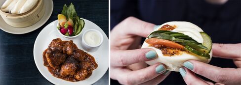 The fried cauliflower in steamed buns has a firm, wonderful crunch and plenty of heat.