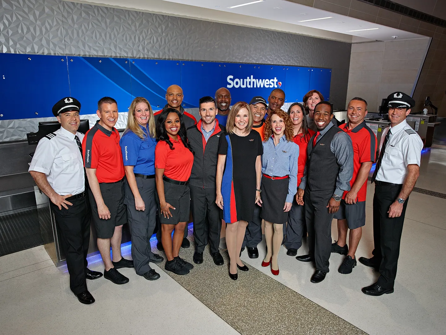 New Southwest uniforms for flight attendants, gate and ticket agents.
