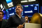 Sandeep Mathrani, chief executive officer of WeWork, on the floor of the New York Stock Exchange on Oct. 21.