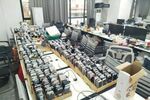 Mobile phones and related equipment seized by Myanmar authorities in a raid on scam centers in Shwe Kokko, on Nov. 18. Source: National Defence and Security Council