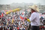 Pedro Castillo, presidential candidate for the Peru Libre party, speaks during a campaign rally in Lima, Peru, on May 27 .