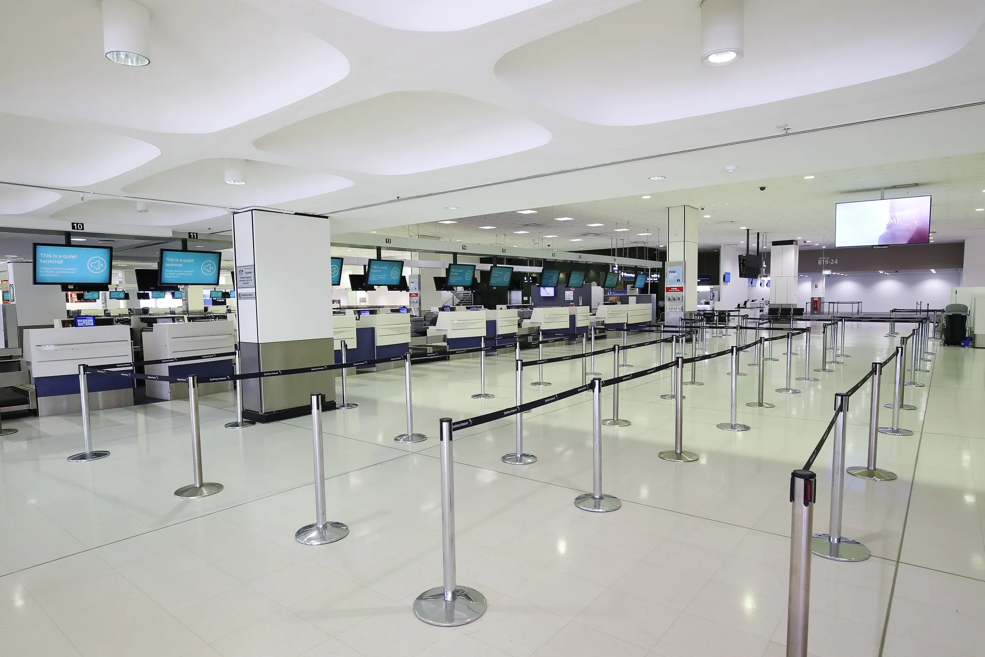 An empty departures hall is seen at Sydney Airport on March 17.&nbsp;