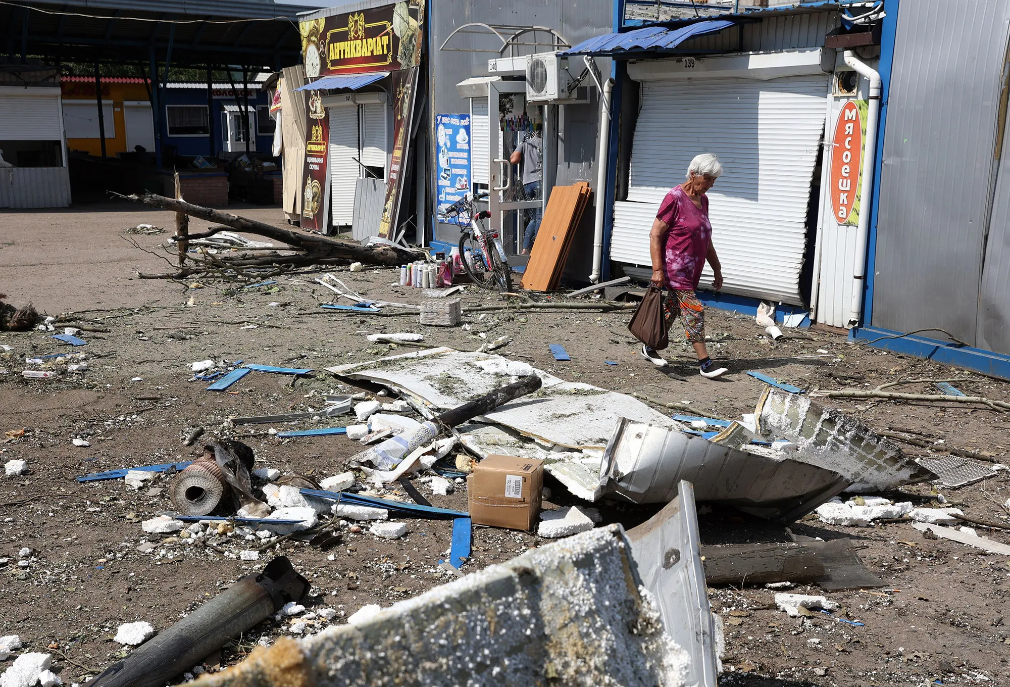 A&nbsp;destroyed local market after a Russian missile strike in Bakhmut, Donetsk region on July 16.