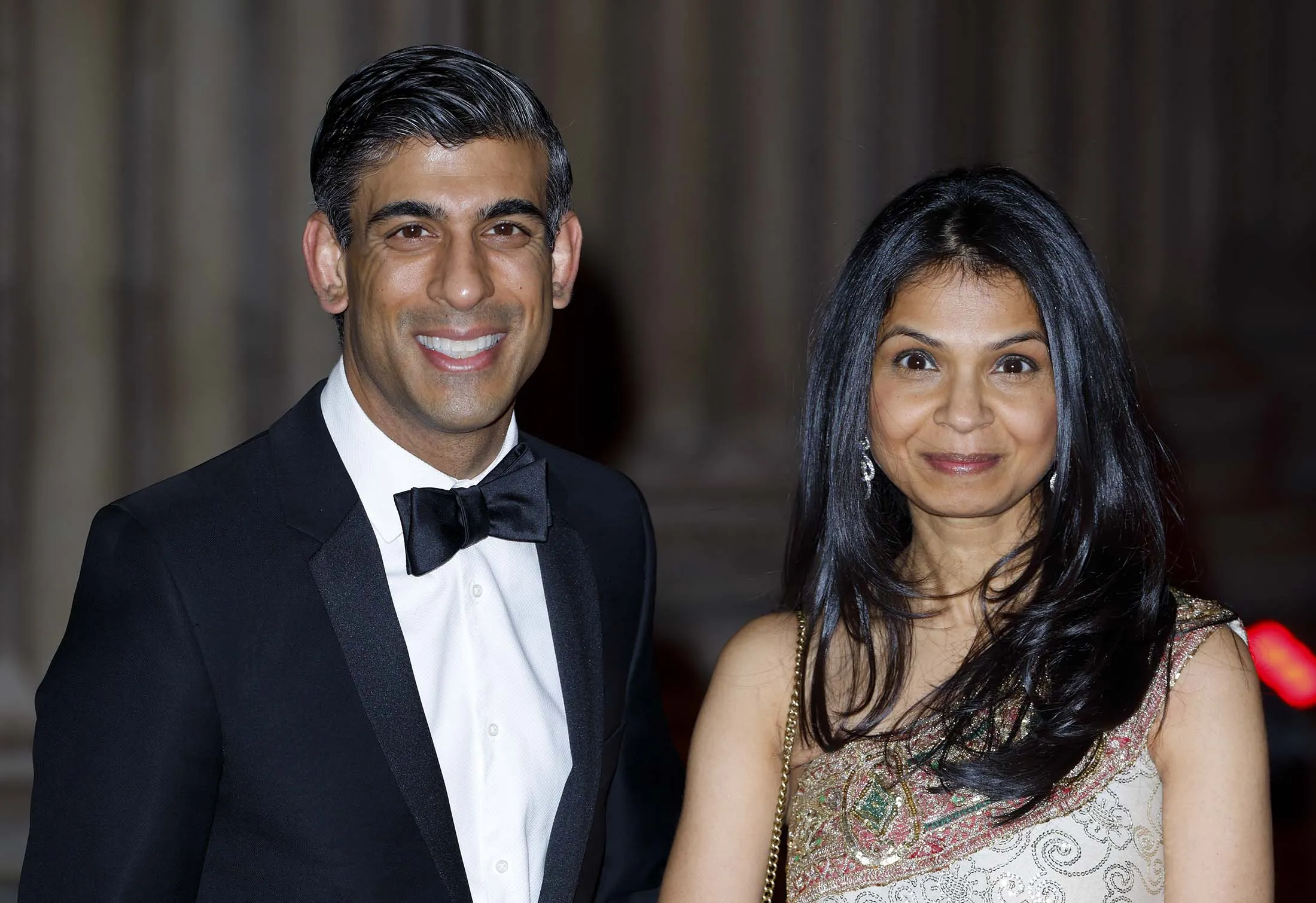 Chancellor of the Exchequer&nbsp;Rishi Sunak and wife,&nbsp;Akshata Murthy, at a&nbsp;reception on Feb. 9.