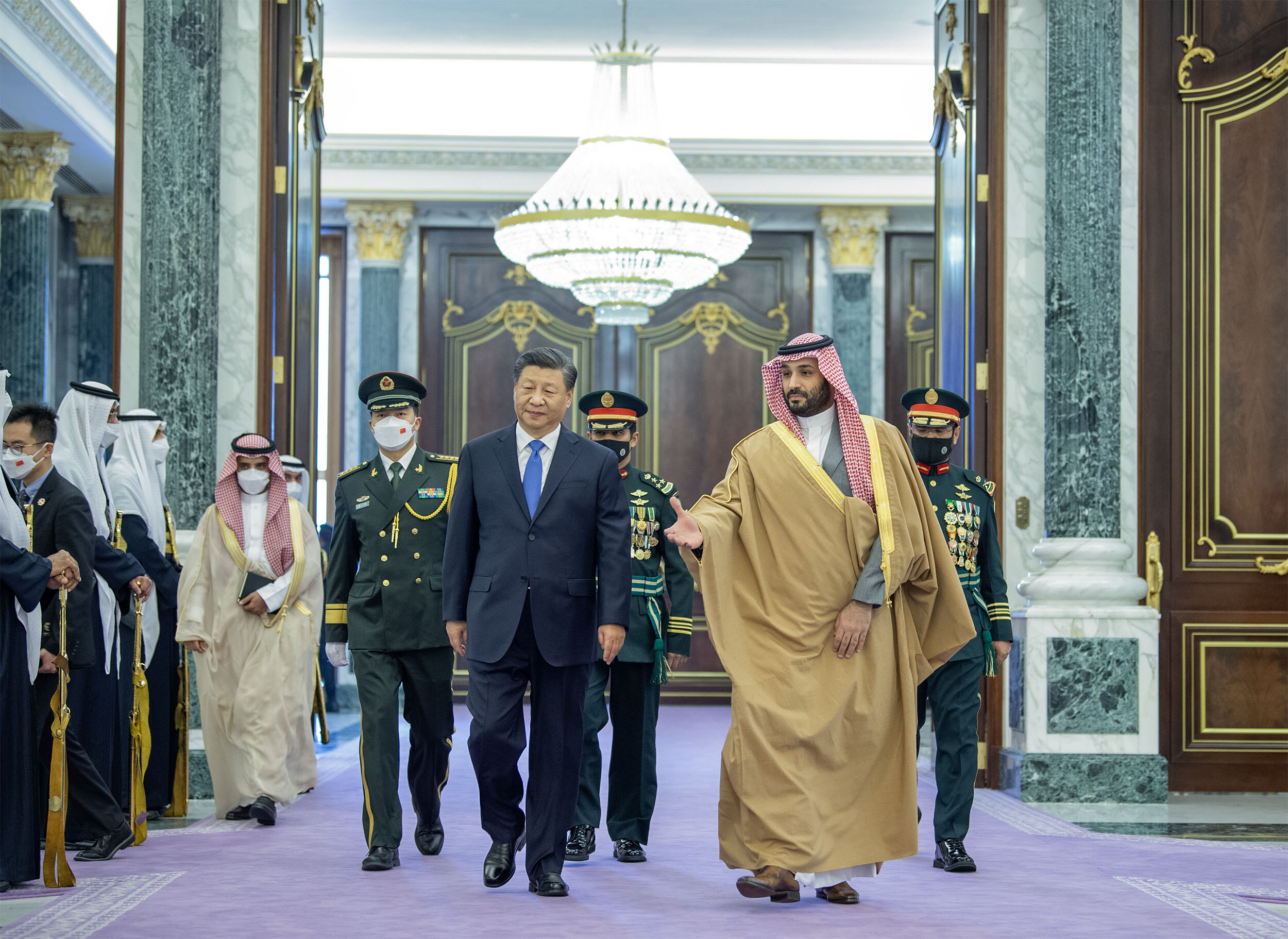 Chinese leader Xi Jinping meets Crown Prince of Saudi Arabia Mohammed bin Salman Al Saud following an official welcoming ceremony in Riyadh on Dec. 8. Thanks to Russia’s war on Ukraine, Gulf states have been exercising greater geopolitical power over the past year.