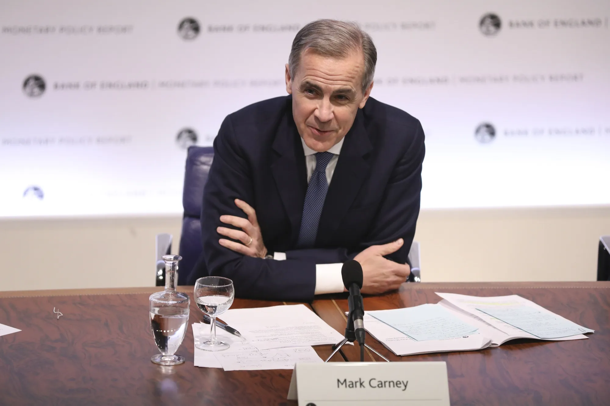 Mark Carney during a press conference when he was governor of the Bank of England.