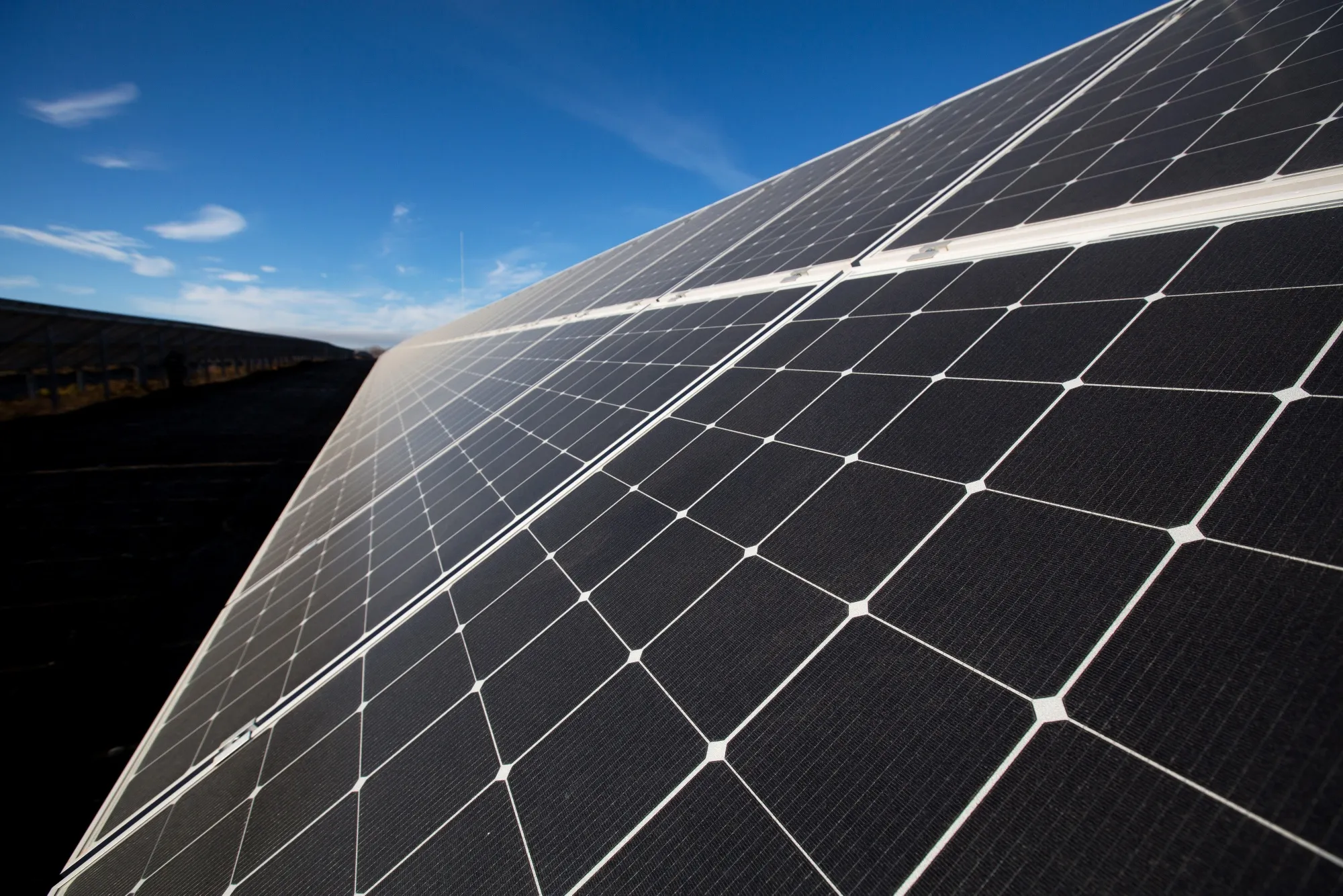 Photovoltaic cells are arranged on solar panels