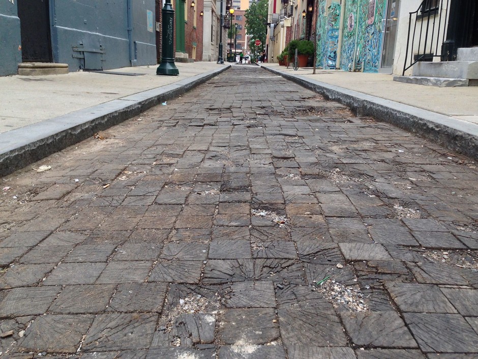 In 2015, South Camac Street's wooden pavement was in disrepair.