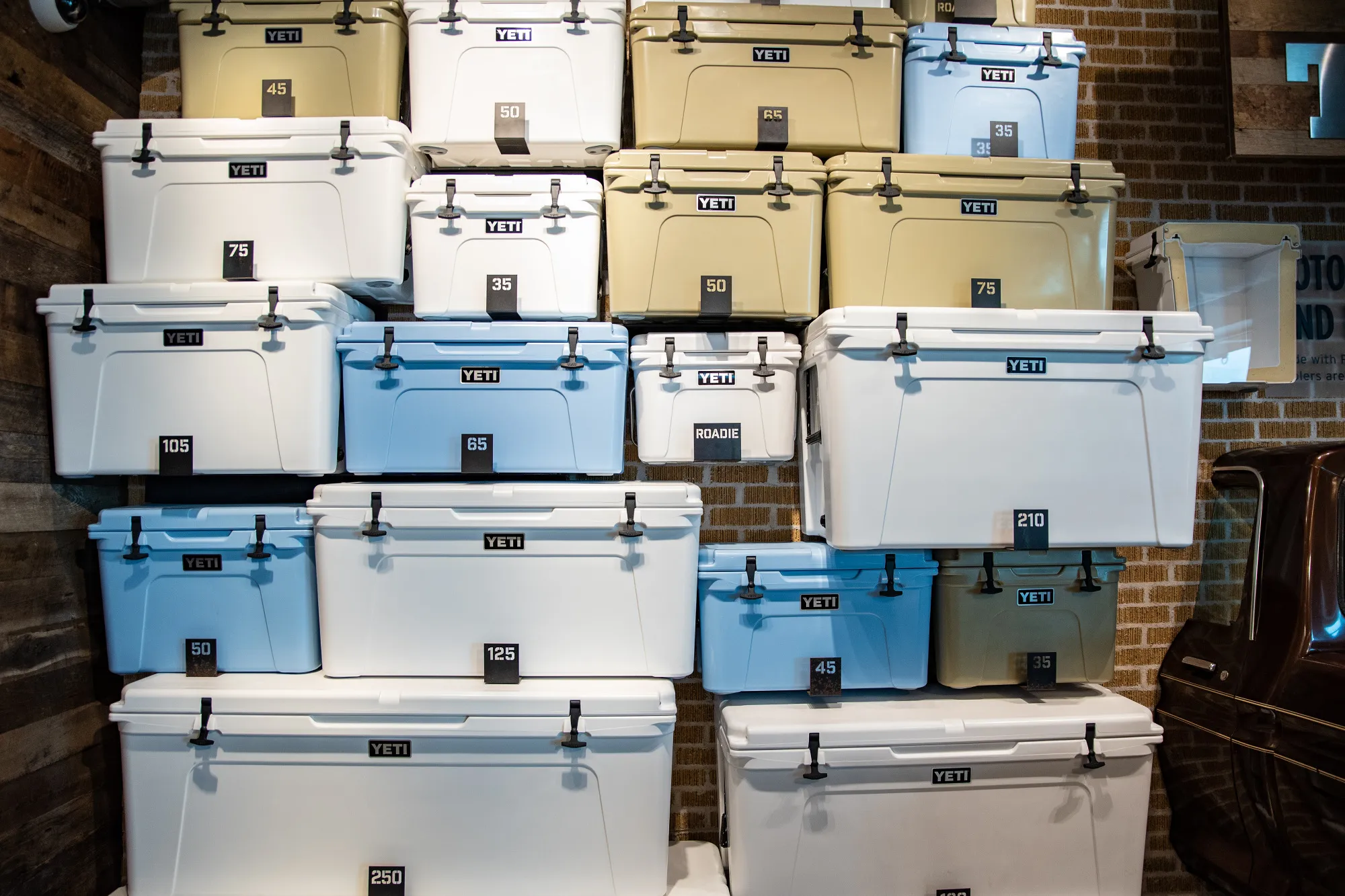 Coolers for sale at the Yeti flagship store in Austin, Texas.