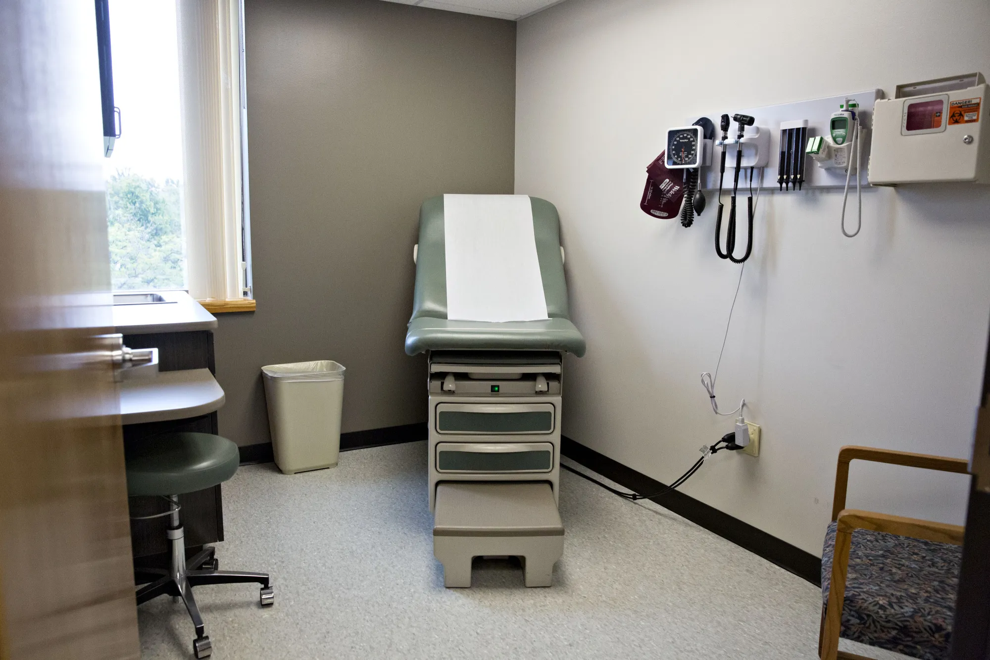 An exam bed sits in a room at Perry Memorial Hospital in Princeton, Illinois, U.S., on Wednesday, Oct. 11, 2017. Senate in both political parties say they've reached agreement on fixes to stabilize Obamacare just two weeks before Americans start signing up for 2018 coverage.