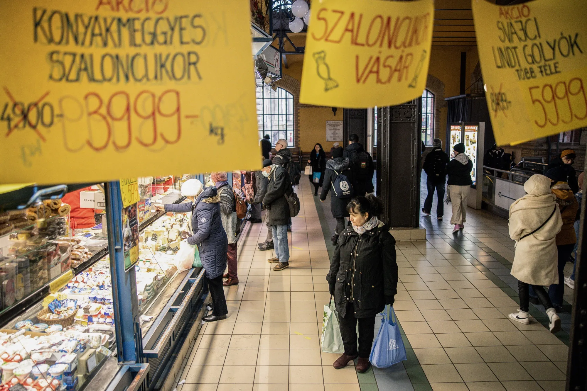 Shoppers inside the Great Market Hall in Budapest.&nbsp;Hungary has suffered surging consumer prices.
