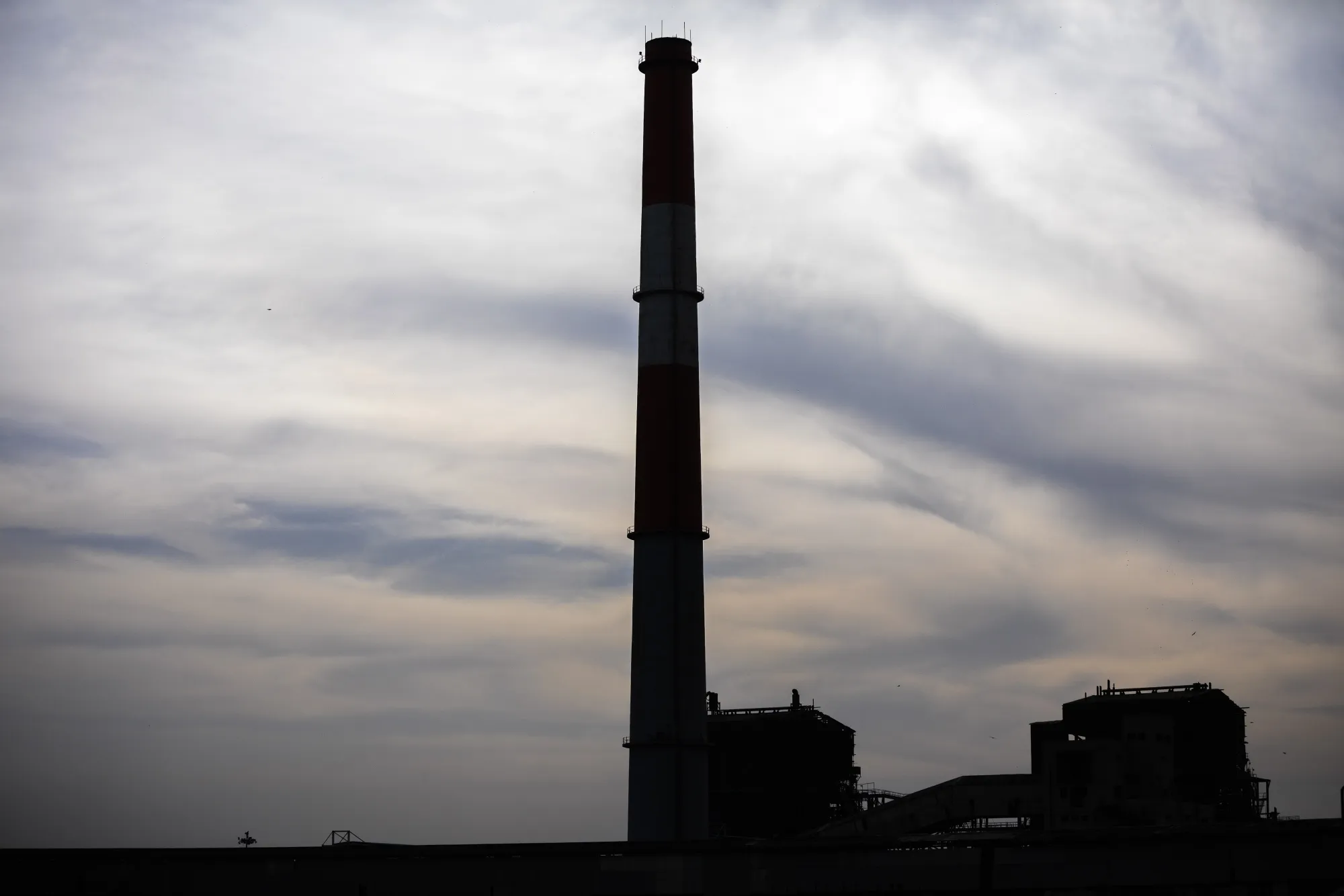 A smokestack at a power station.