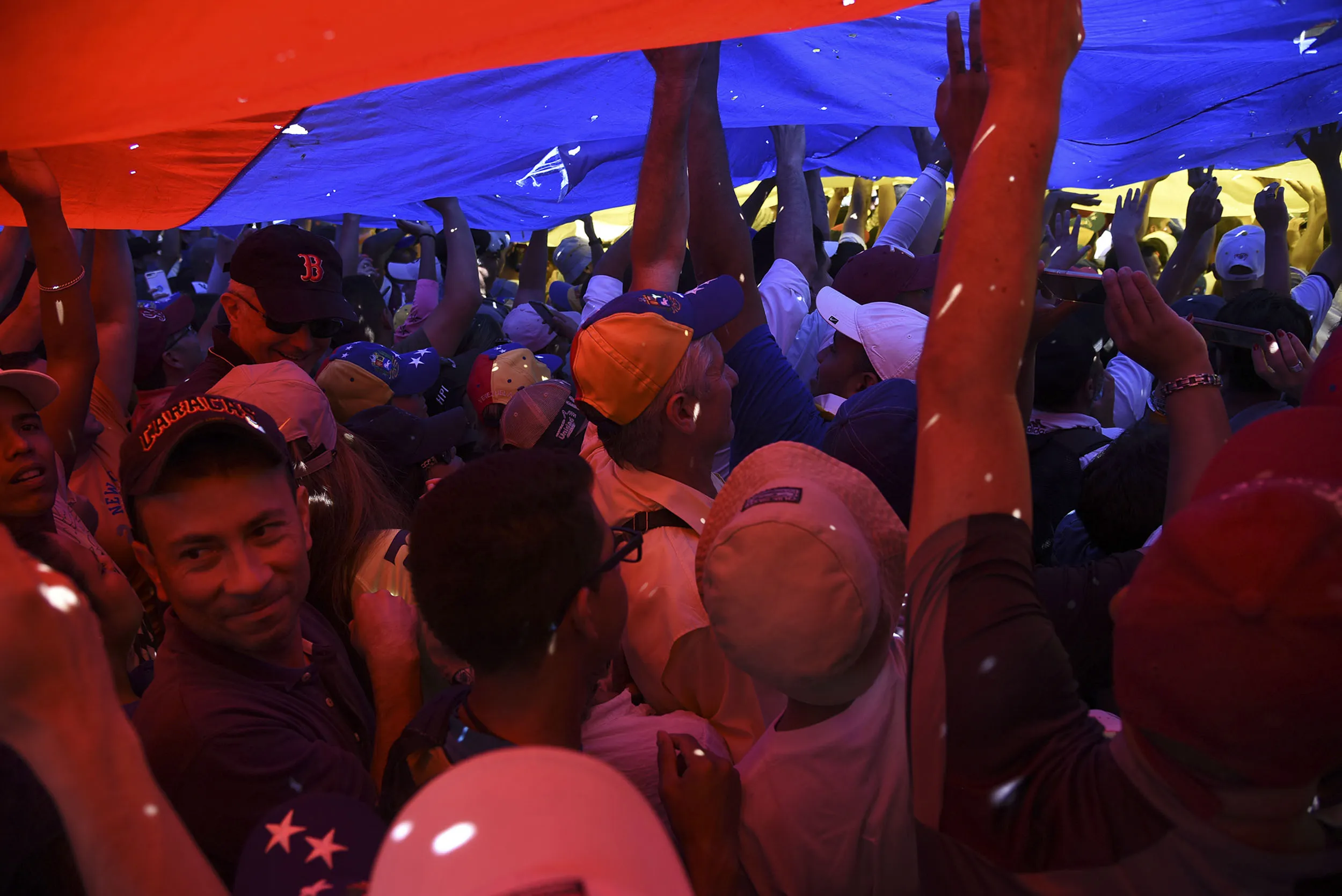 Caracas on Jan. 23: Protesters rally for the opposition.