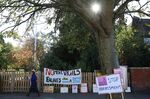 Placards and banners in support of a Public Space Protection Order outside the Marie Stopes Abortion Clinic in London.