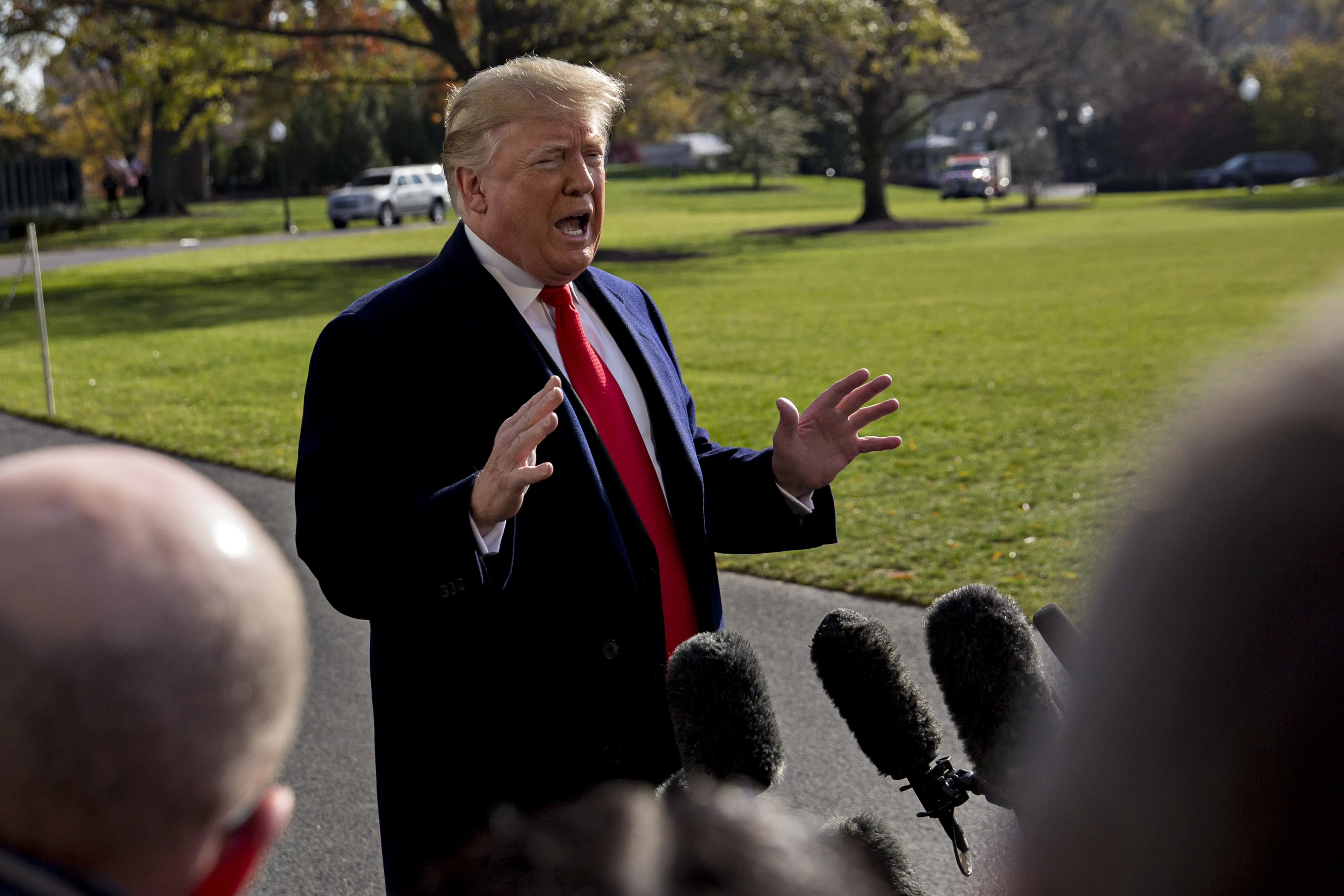 Donald Trump speaks to members of the media on Nov. 29.