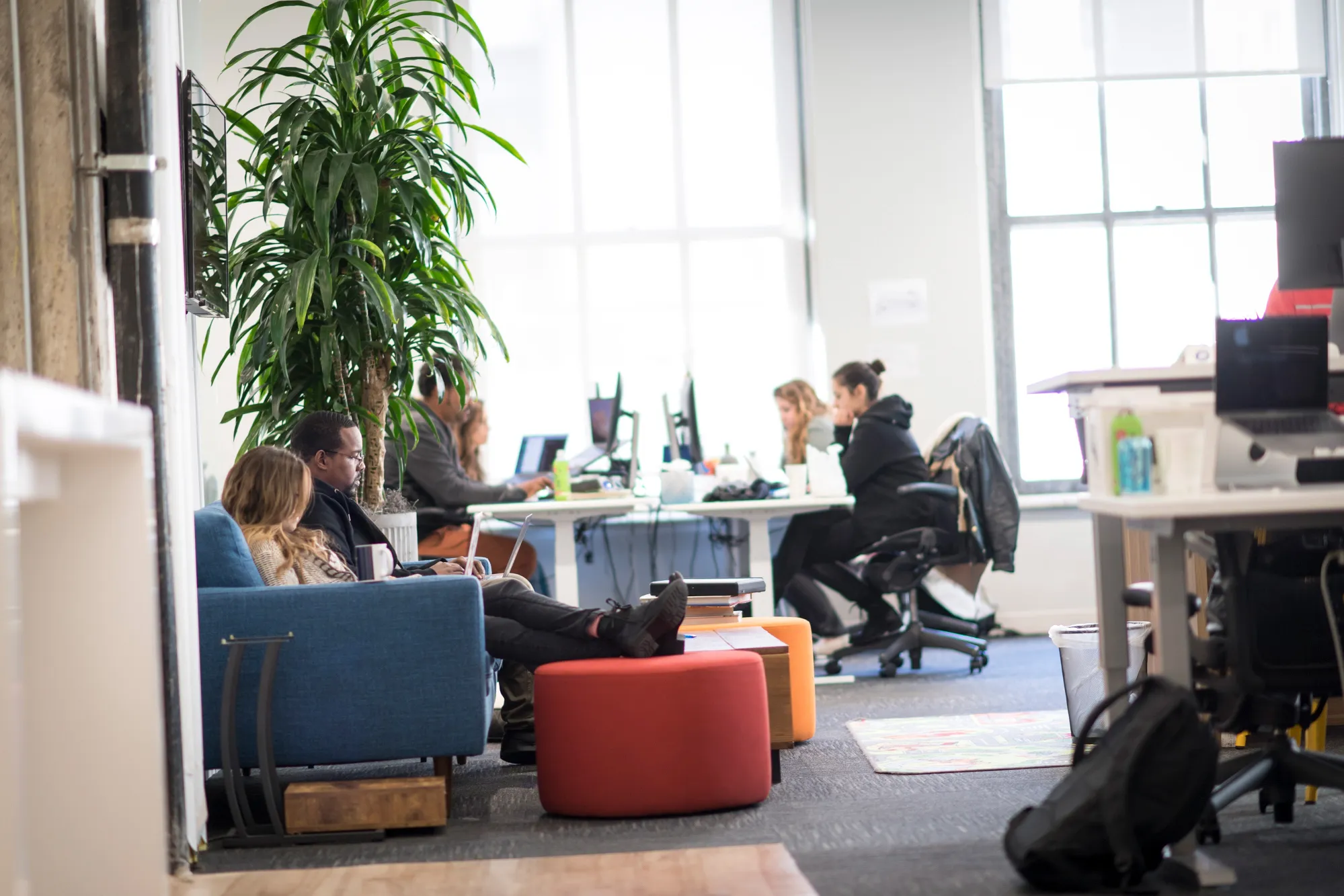 Employees work inside the Mapbox Inc. headquarters in San Francisco, California, on&nbsp;March 5.&nbsp;