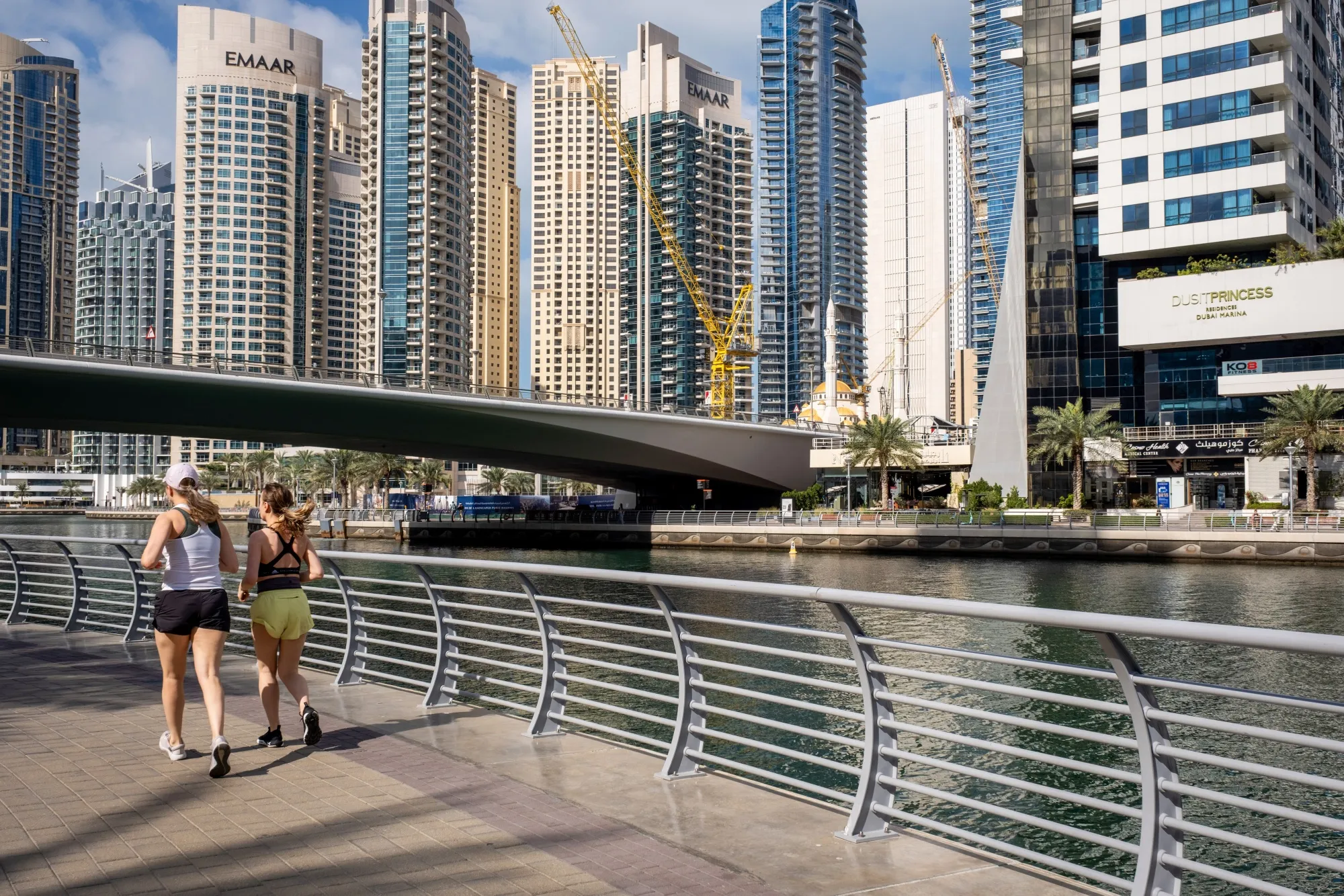 Residential skyscraper buildings in the Dubai Marina district of Dubai.