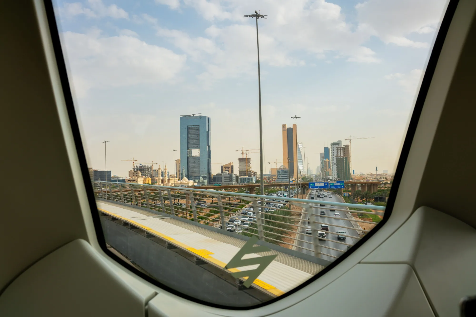 Riyadh skyline from a train carriage.