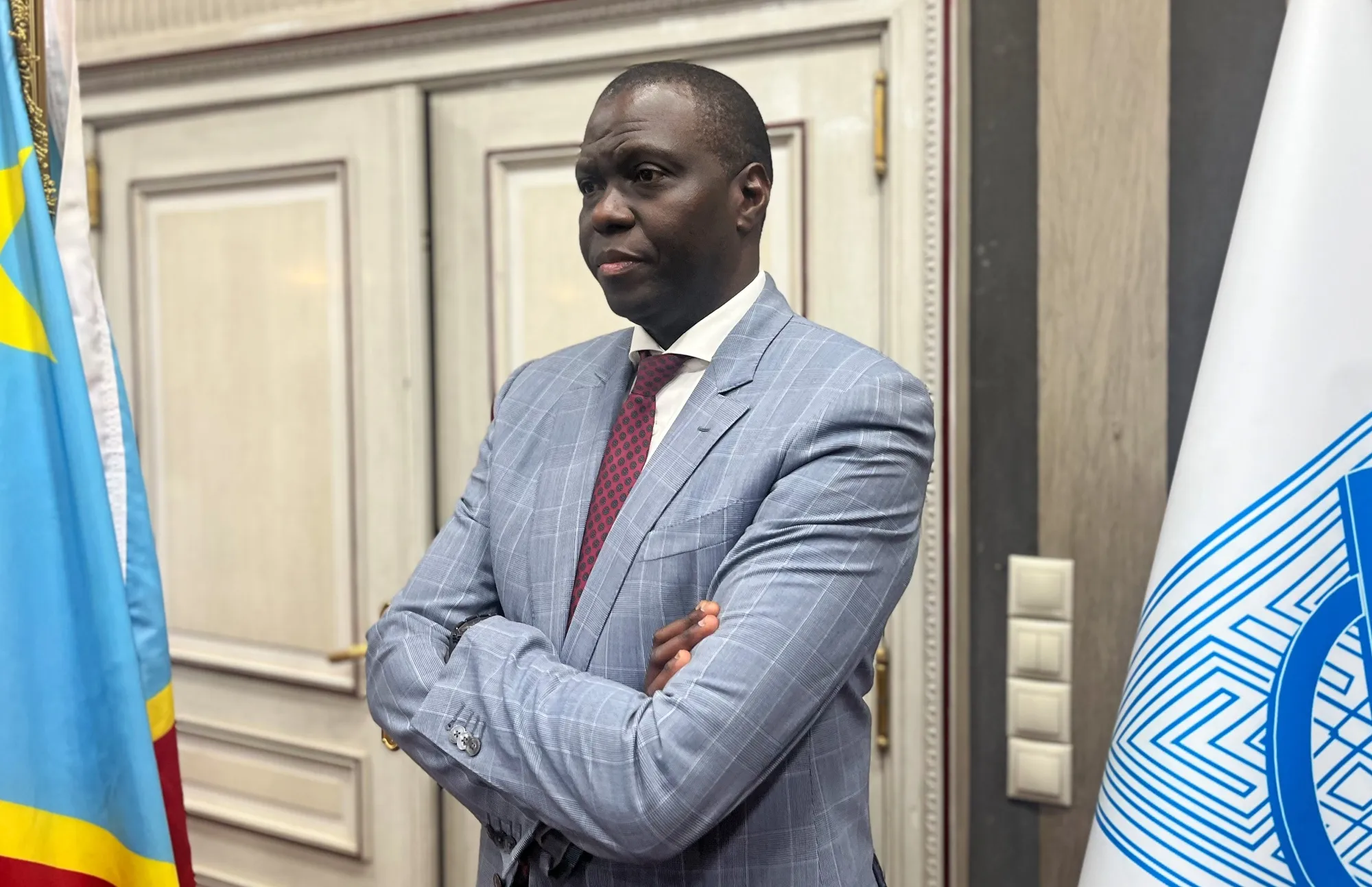 Andre Wameso, governor of the DRC central bank, in his office in Kinshasa, on Aug. 20.