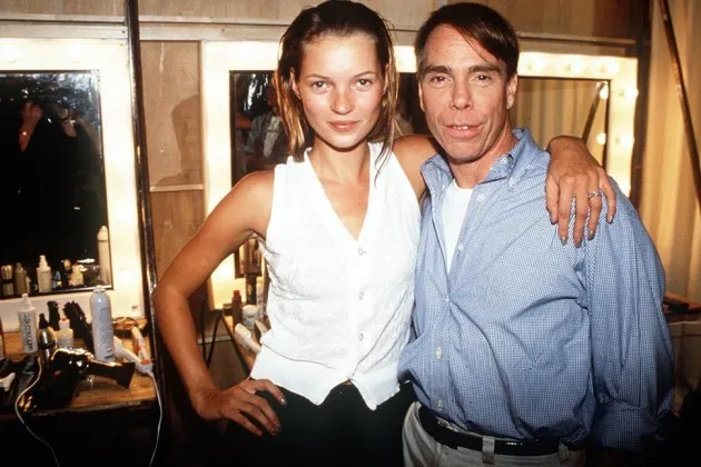 Tommy Hilfiger with Kate Moss backstage at London Fashion Week 1996