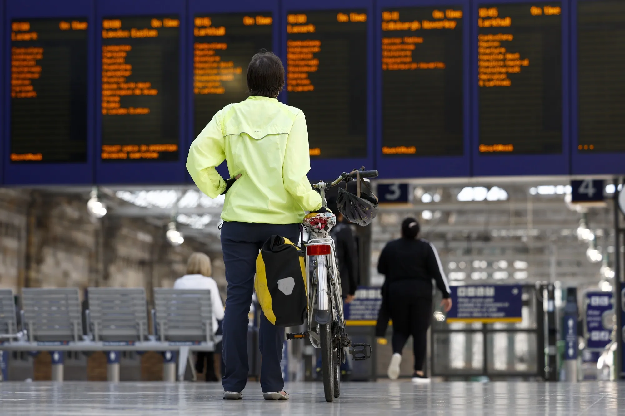 Glasgow Central station during nationwide rail strikes in July 2022.
