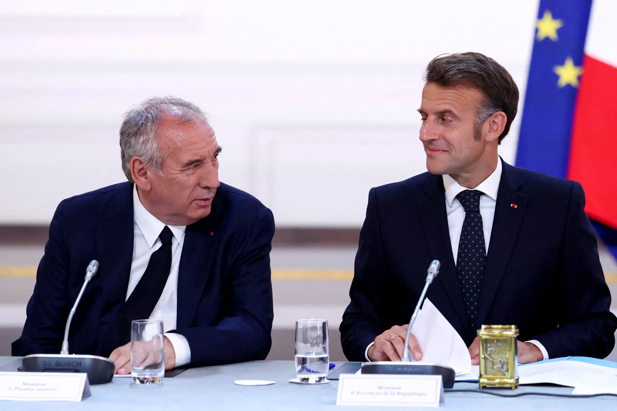 French Prime Minister Francois Bayrou and President Emmanuel Macron
